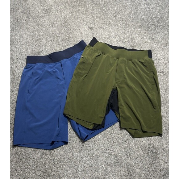 Lululemon Shorts Blue And Green Linerless Stretch Athletic Men’s Medium Lot